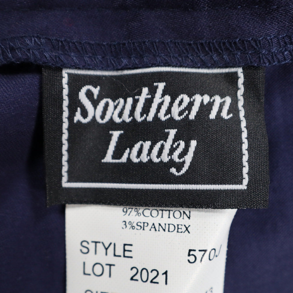 Southern Lady Pants Womens 6 Navy Cotton Stretch Straight Leg Side Zip NWT 570J - take2supply