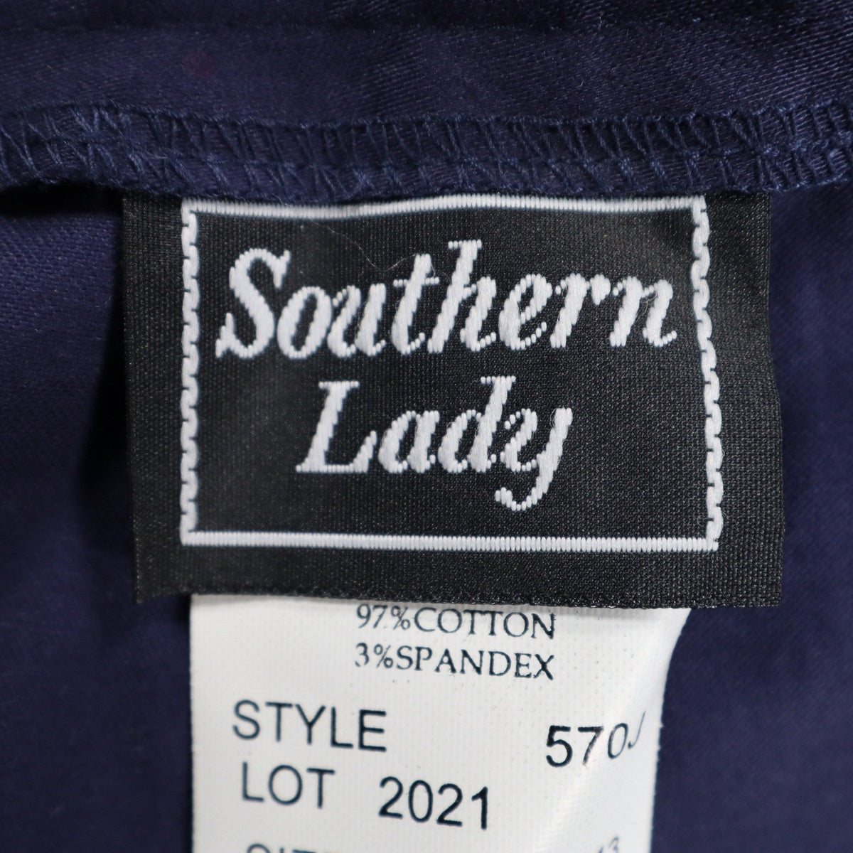 Southern Lady Pants Womens 6 Navy Cotton Stretch Straight Leg Side Zip NWT 570J - take2supply