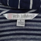 Erin London Womens L Navy White Striped Zip Hoodie Bell Sleeve Pockets NWT - take2supply