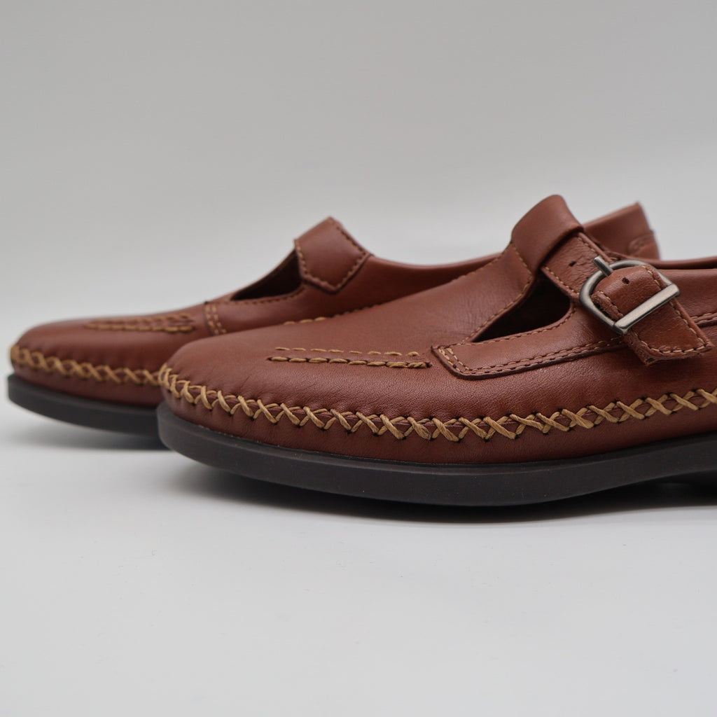 Dexter T-Strap Loafers Womens 8 Vintage Cognac Leather Faith Comfort Classics - take2supply