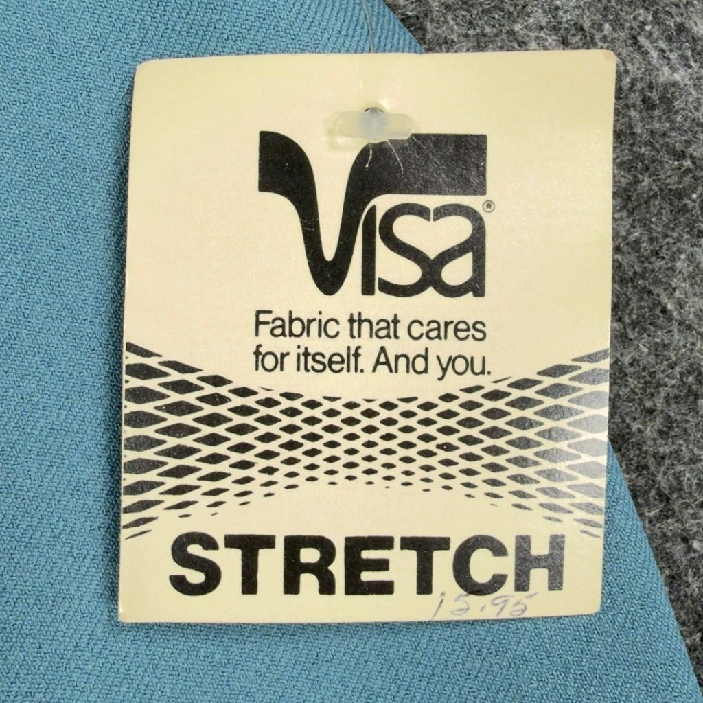 Visa Vintage 70s Stretch Trousers Womens 12 Blue Polyester Deadstock NWT - take2supply