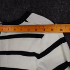 Lana Lee Tunic Sweater Womens Large Black White Striped Colorblock Zip Back New - take2supply