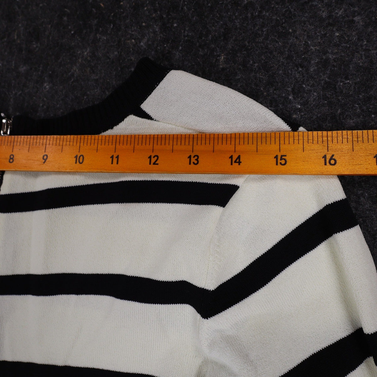 Lana Lee Tunic Sweater Womens Large Black White Striped Colorblock Zip Back New - take2supply