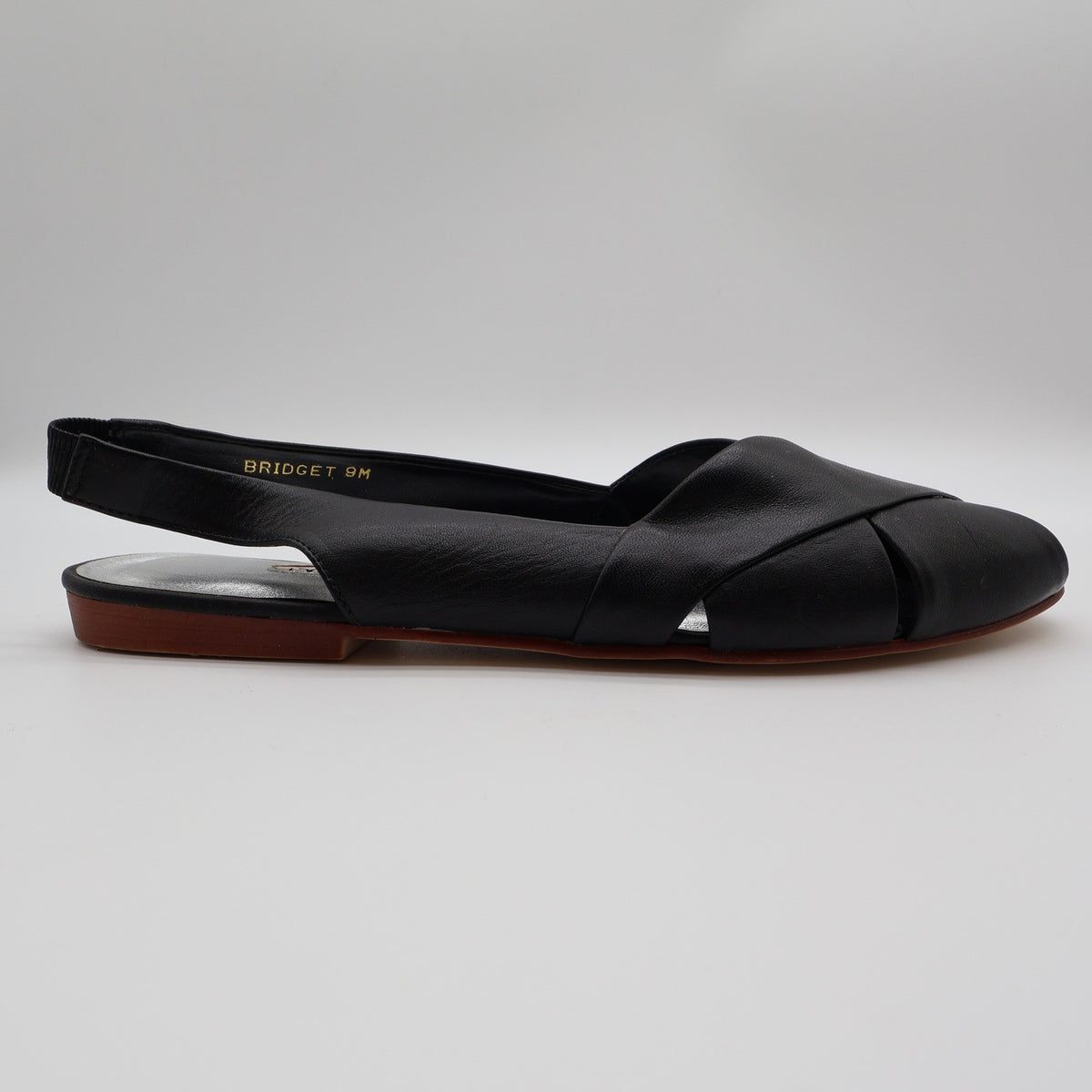 Nicole Bridget Sandals Women 9 Black Leather Slingback Flat Peep Toe Vintage y2k - take2supply