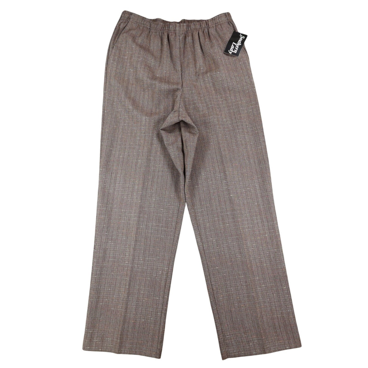 Southern Lady Pull On Pants Womens 14 Brown Hickory Elastic Waist Textured 58A2 - take2supply