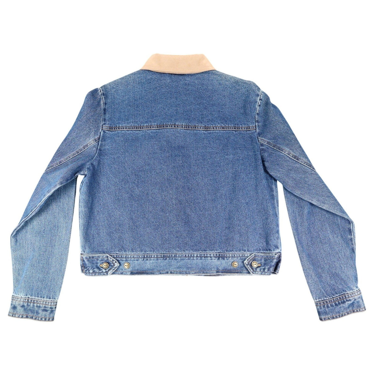 Studio Ease Denim Jacket Womens 8 Blue Cotton Faux Suede Collar WAAC77RI NWT - take2supply