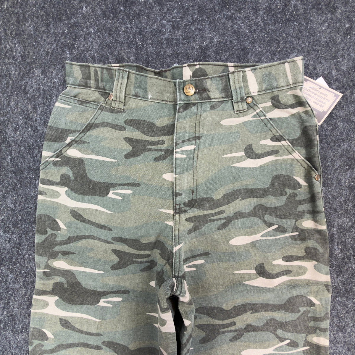 John Deere Carpenter Pants Boys Size 18 Green Camo Print Cotton Canvas NWT - take2supply