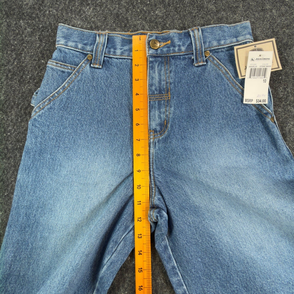 John Deere Y2K Carpenter Denim Shorts Boys 10 Blue Stone Wash NWT Deadstock - take2supply
