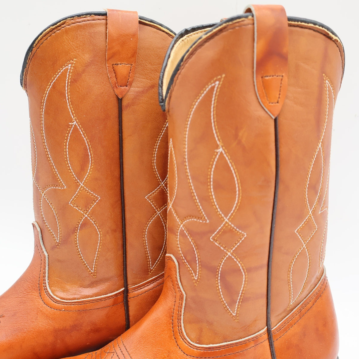 Laredo Western Boots Boys 2.5 D Vintage 90s Rust Leather Made in USA Deadstock - take2supply