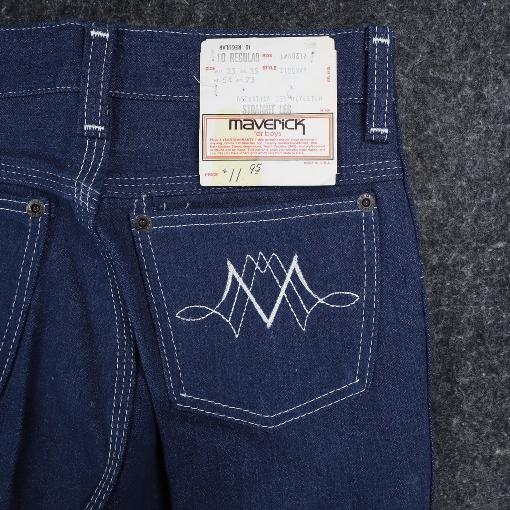 Maverick Straight Leg Jeans Boys 10 Reg Vintage Blue Cotton Blend Deadstock USA - take2supply