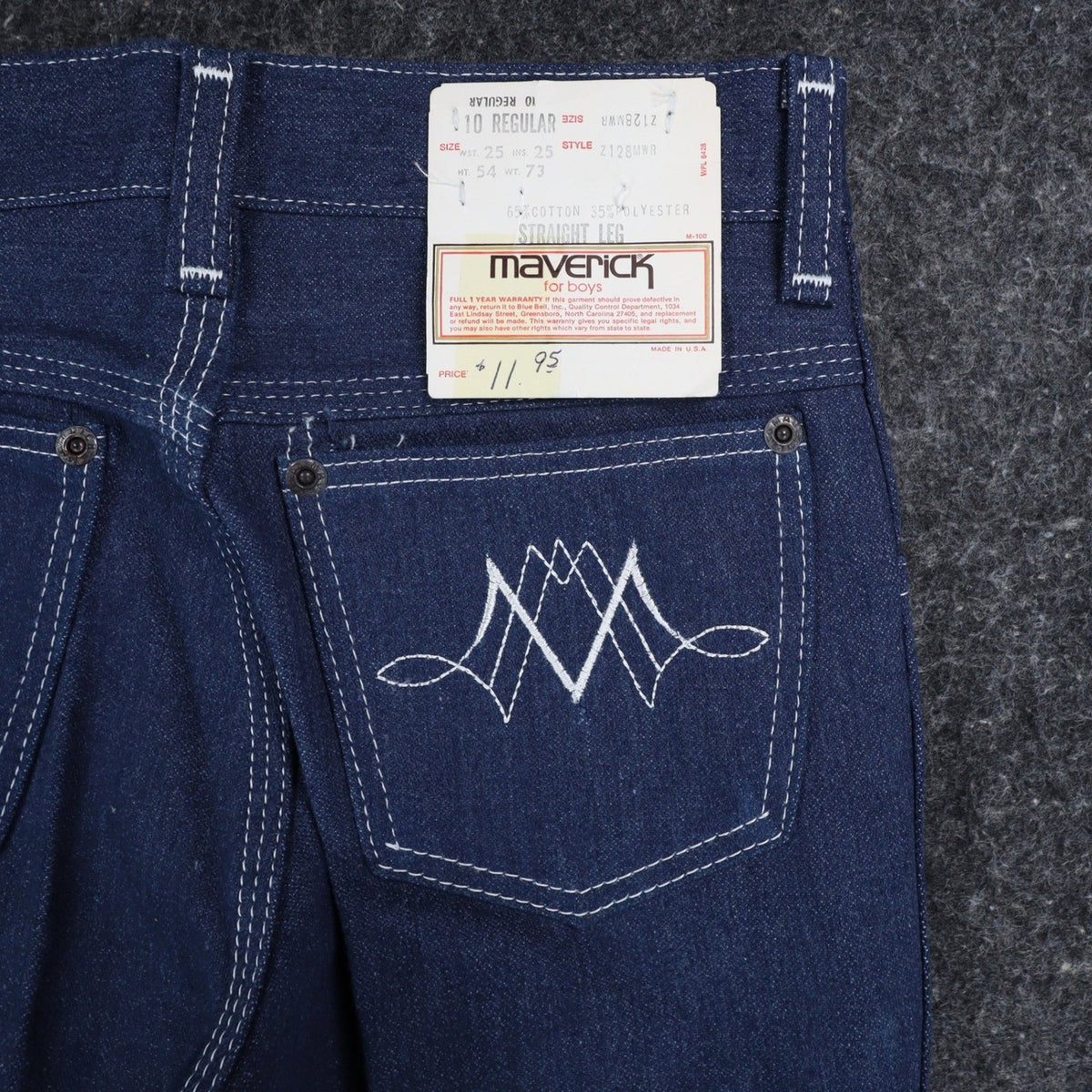 Maverick Straight Leg Jeans Boys 10 Reg Vintage Blue Cotton Blend Deadstock USA - take2supply
