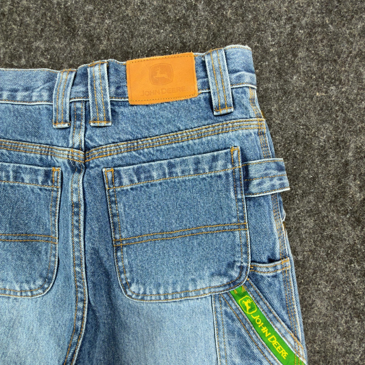 John Deere Y2K Carpenter Shorts Girls 10 Blue Stone Wash Denim NWT - take2supply