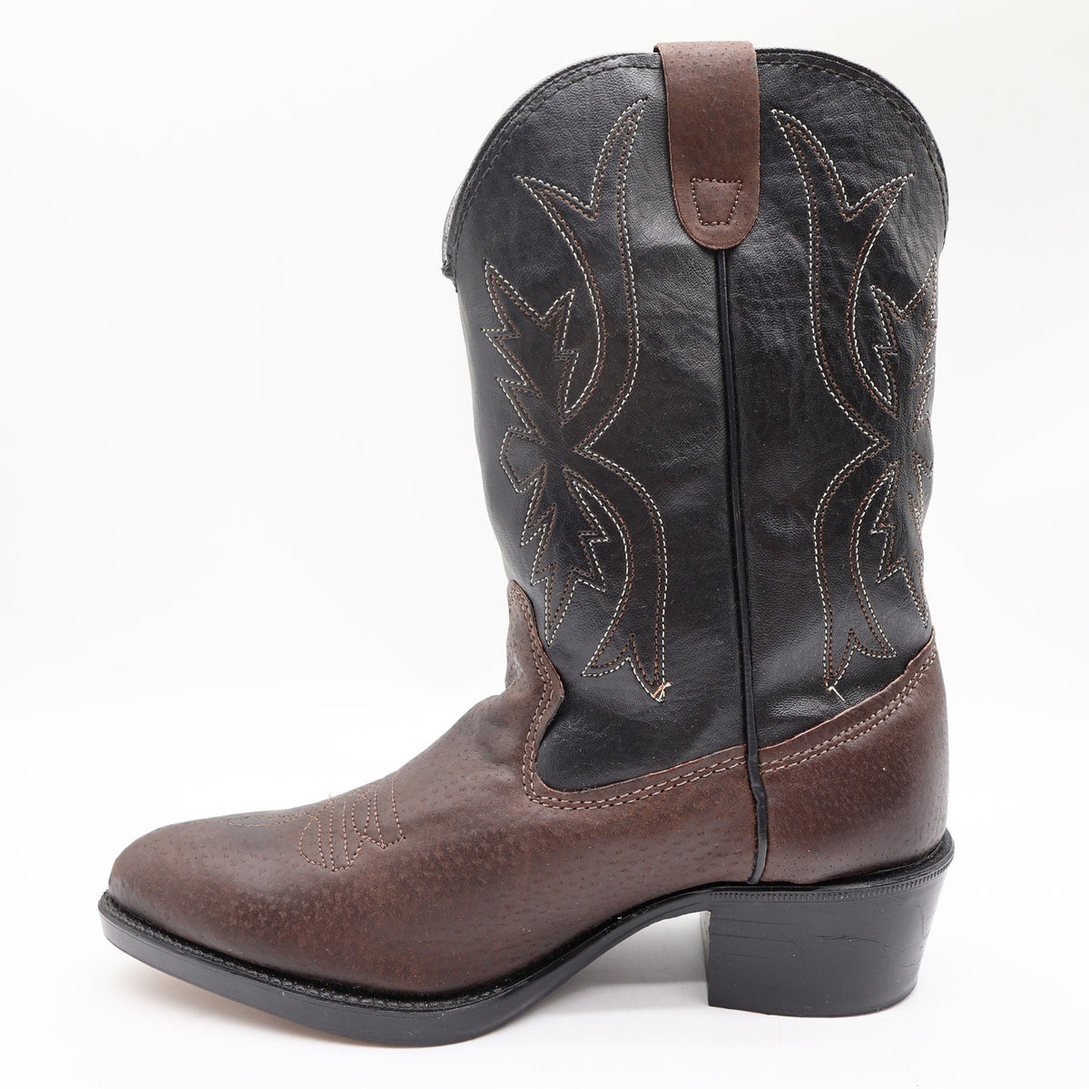 Wrangler Vintage Western Cowboy Boots Childrens 1.5 Brown Black Leather NWT - take2supply