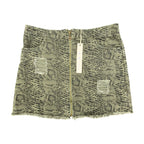 She + Sky Snake Print Mini Skirt Womens Medium Green Cotton Distressed NWT - take2supply