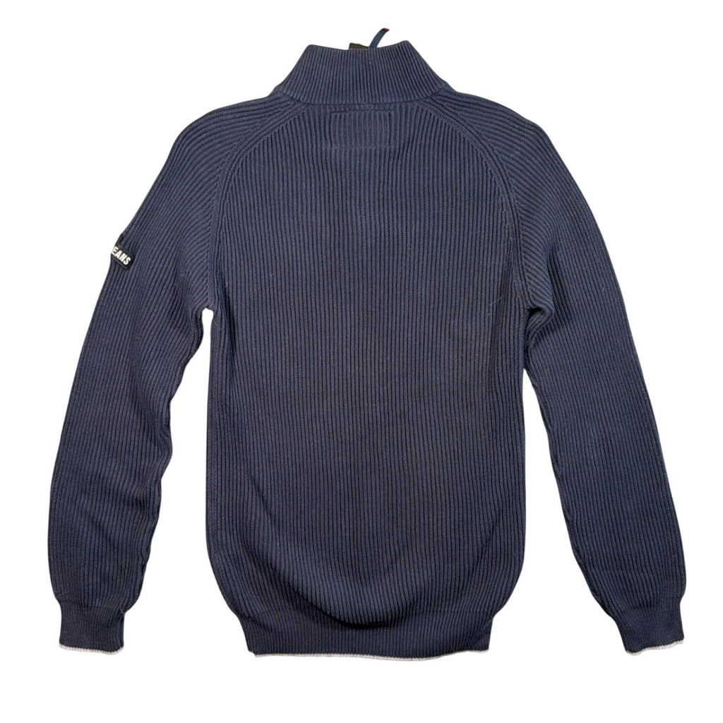 Vintage Nautica Jeans Co Sweater Mens L Navy Blue 1/4 Zip Ribbed Cotton - take2supply