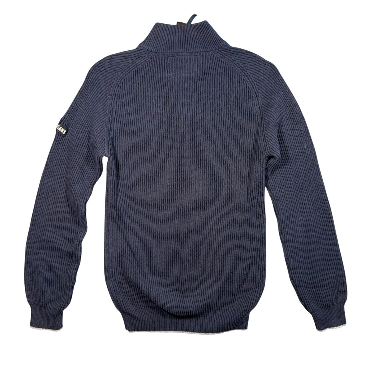 Vintage Nautica Jeans Co Sweater Mens L Navy Blue 1/4 Zip Ribbed Cotton - take2supply