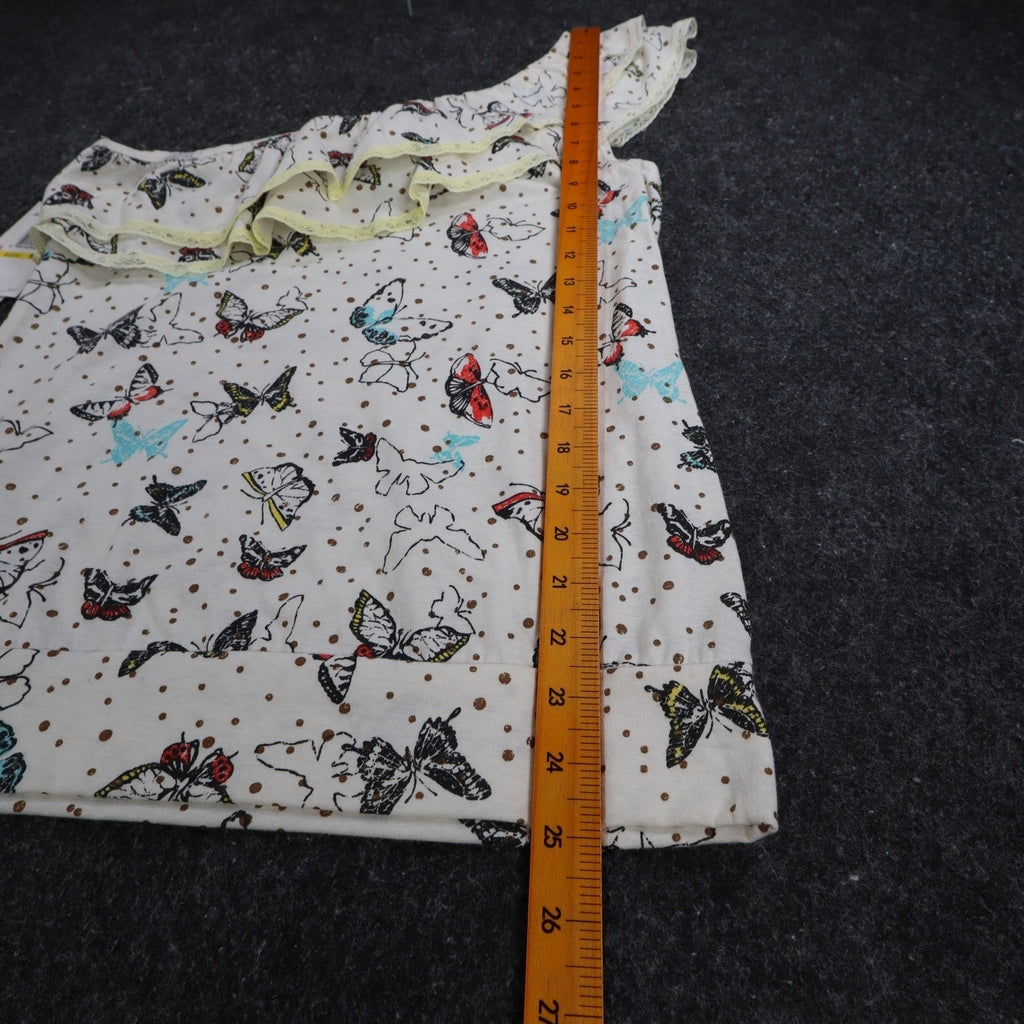 Jolt One Shoulder Top Womens Medium NWT Butterfly Print Ruffle Lace Trim Cream - take2supply
