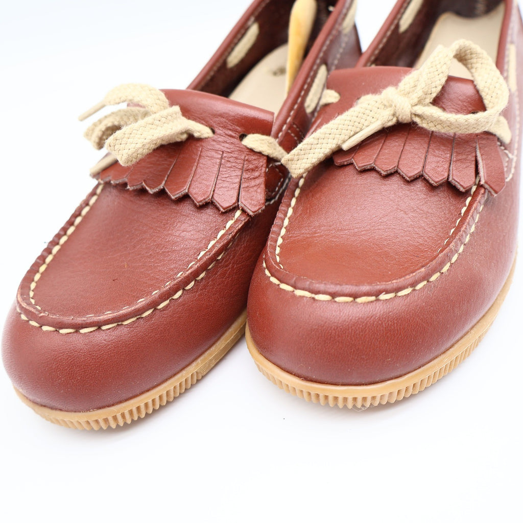 Dashers Kiltie Loafers Kids Size 3 C Vintage Burgundy Leather Shoes Deadstock - take2supply