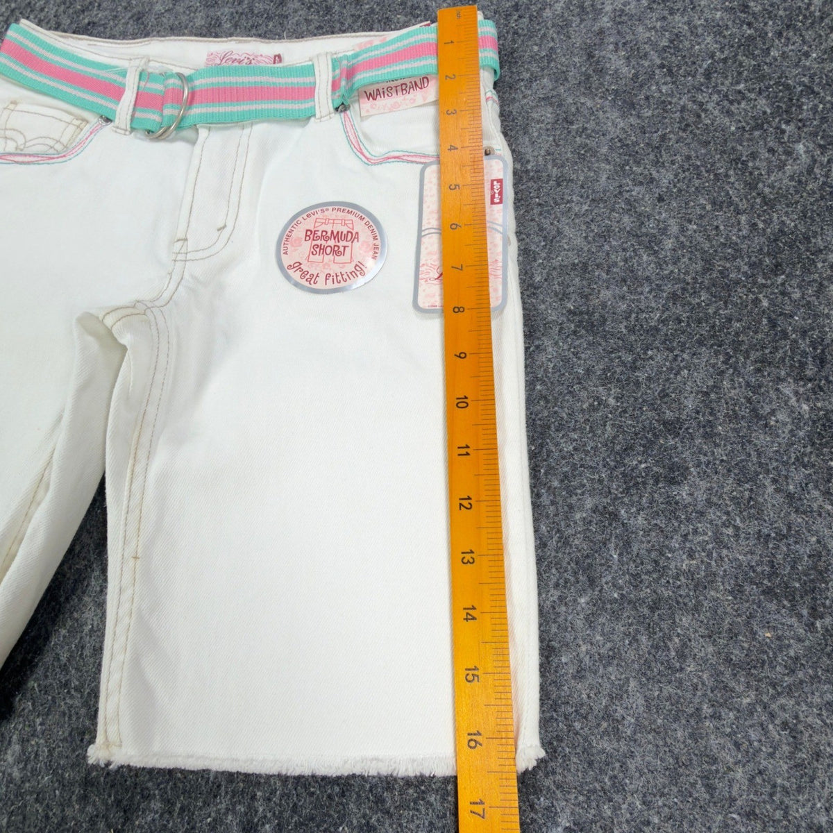 Levi's Y2K Bermuda Shorts Girls 12 White Denim NWT Deadstock - take2supply