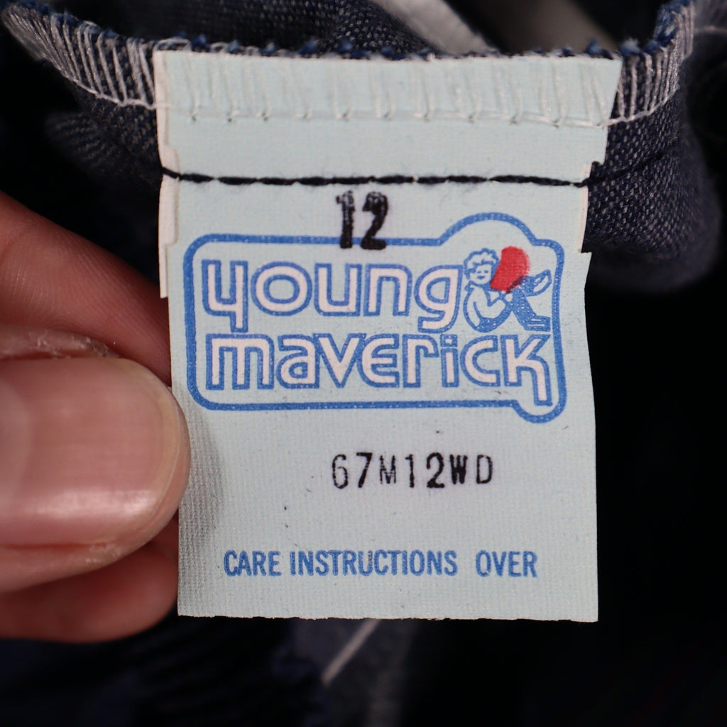 Vintage Young Maverick Jeans Girls 12 Blue Red Piping Elastic Waist USA NWT NOS - take2supply