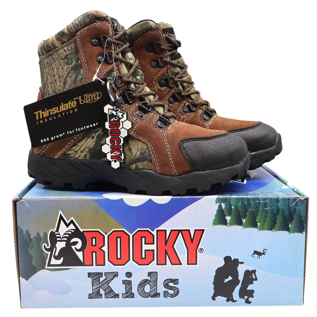 Rocky Hunting Boots Kids 3.5M Brown Camo 800g Thinsulate Waterproof FQ0003710 - take2supply