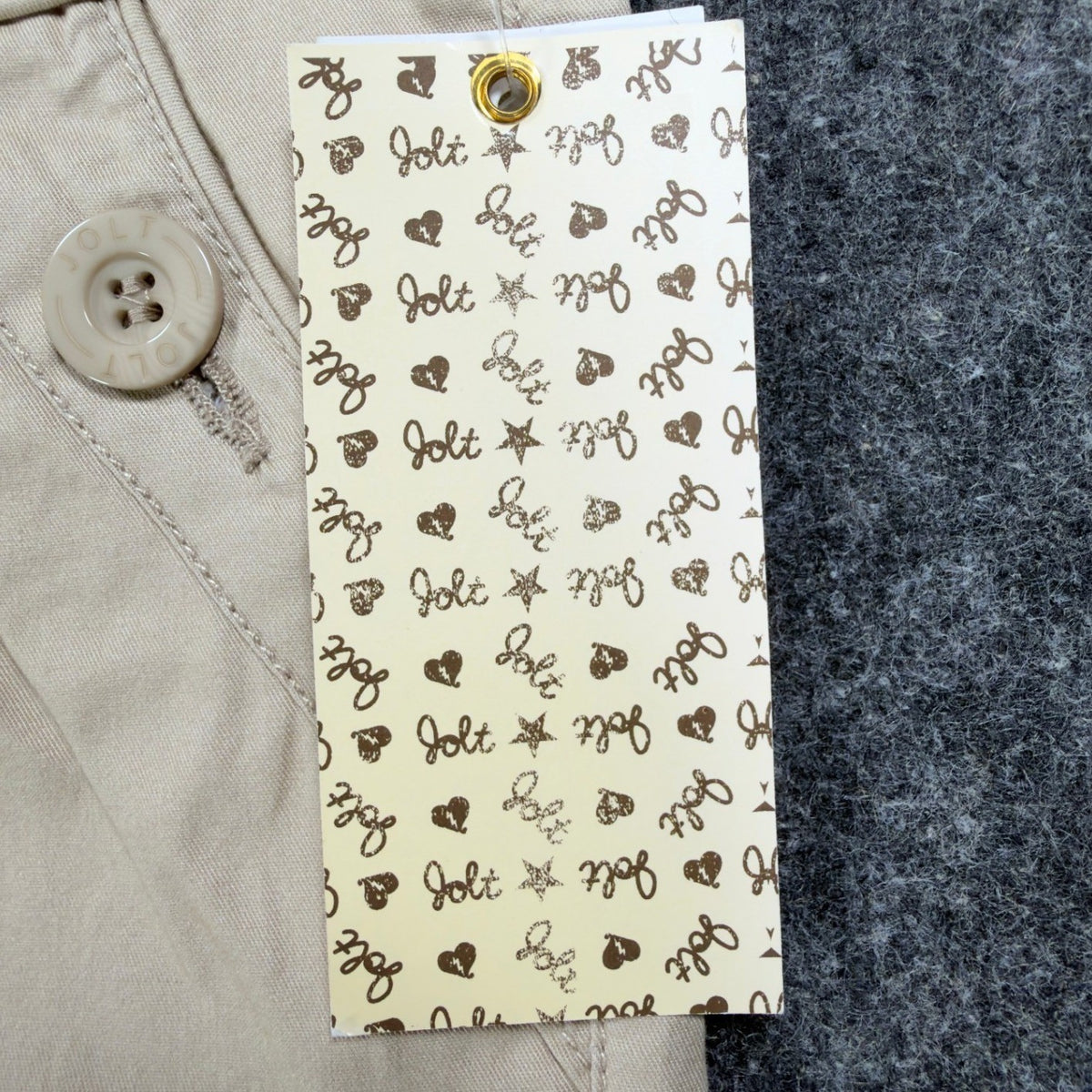 Jolt Y2K Knit Waist Bermuda Shorts Juniors 8 Khaki Cotton Stretch NWT - take2supply