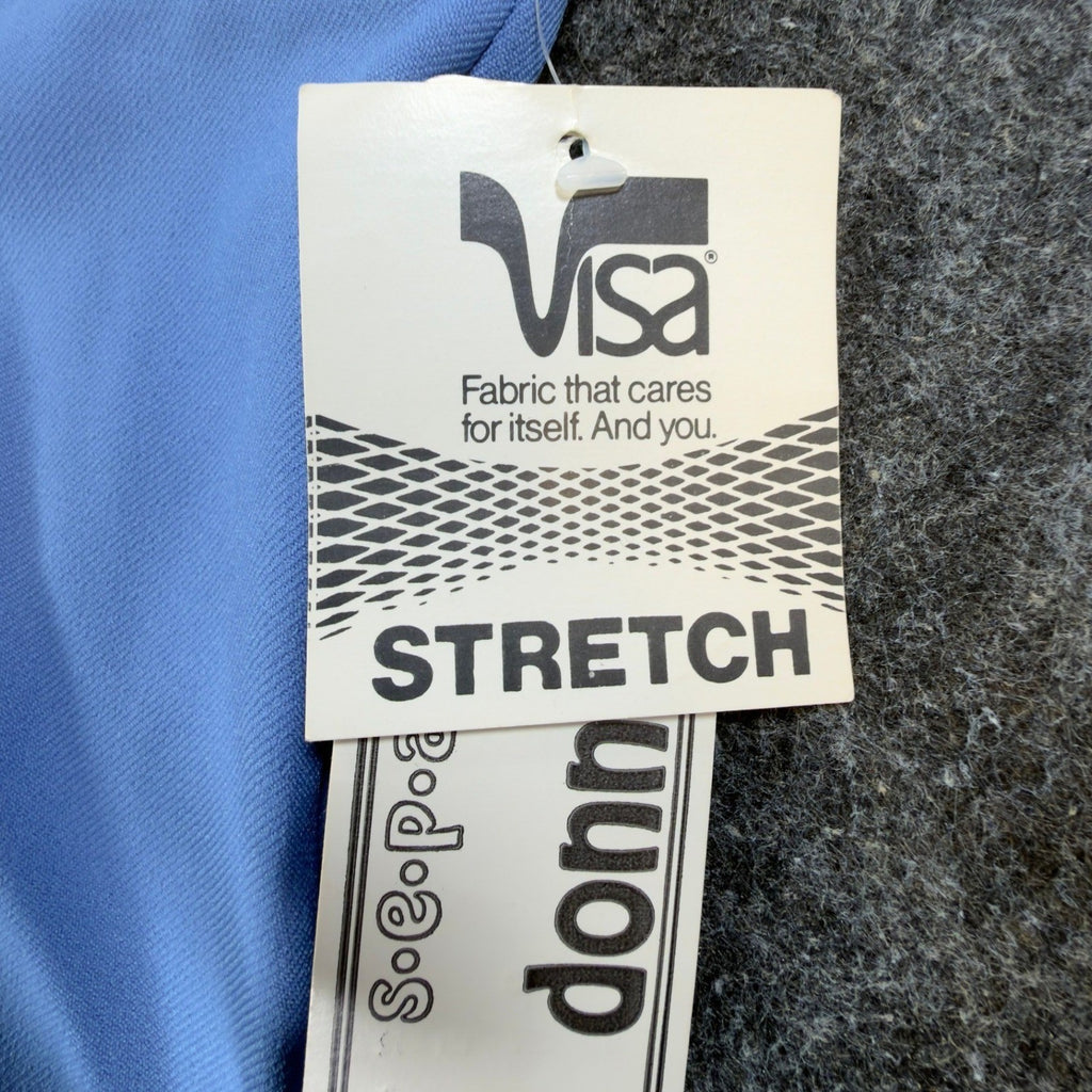 Donnkenny 80s Vintage Slacks Women 10 Blue Poly Visa Stretch High Waist NWT USA - take2supply