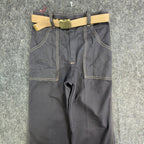Linchers Vintage 70s Belted Pants Girls 10 Black Twill NOS NWT 24.5x27.5 - take2supply