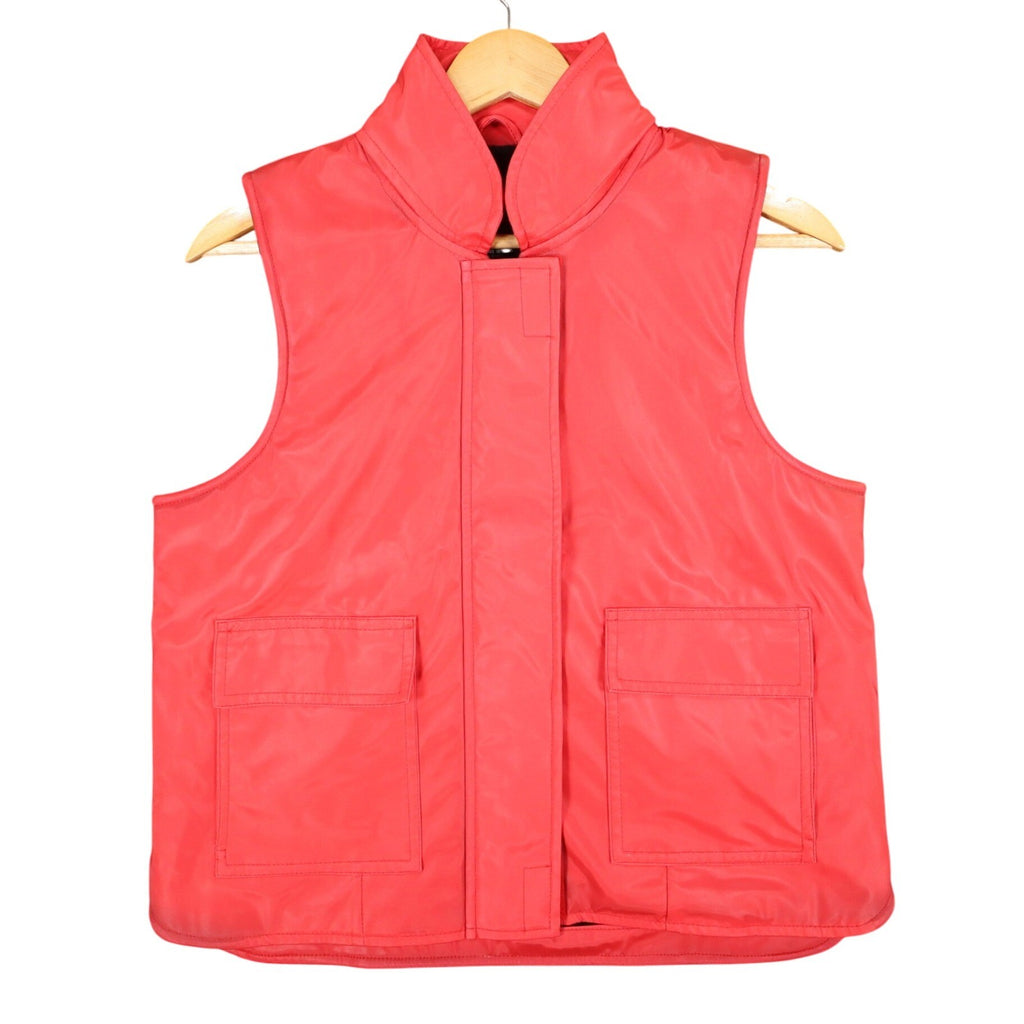 Selene Sport Puffer Vest Mens Medium Vintage 90s Red Fleece Lined Vinyl C1096 - take2supply