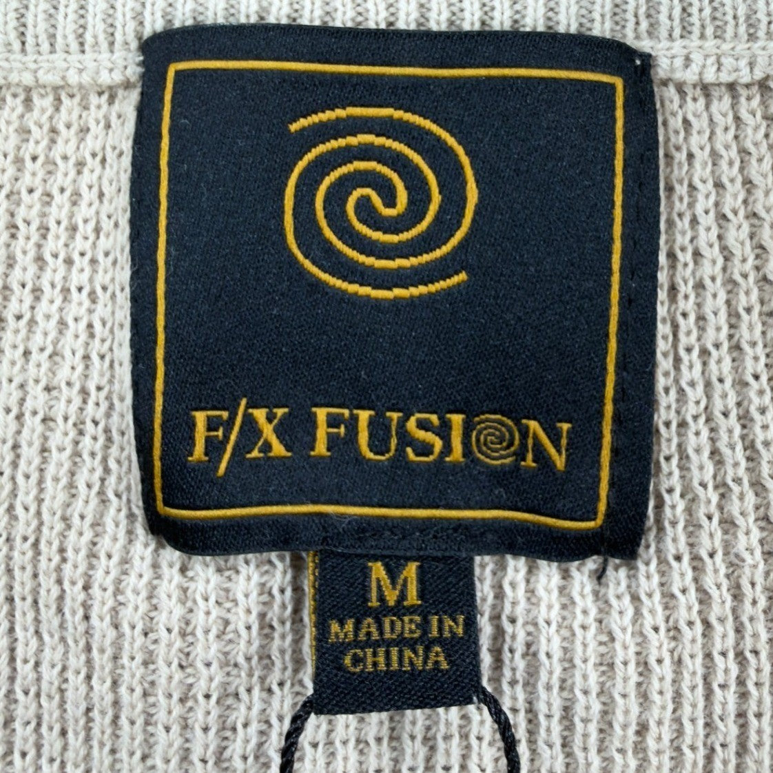 F/X Fusion Quarter Zip Sweater Mens Medium Putty Cotton Sandwash NWT C692 - take2supply
