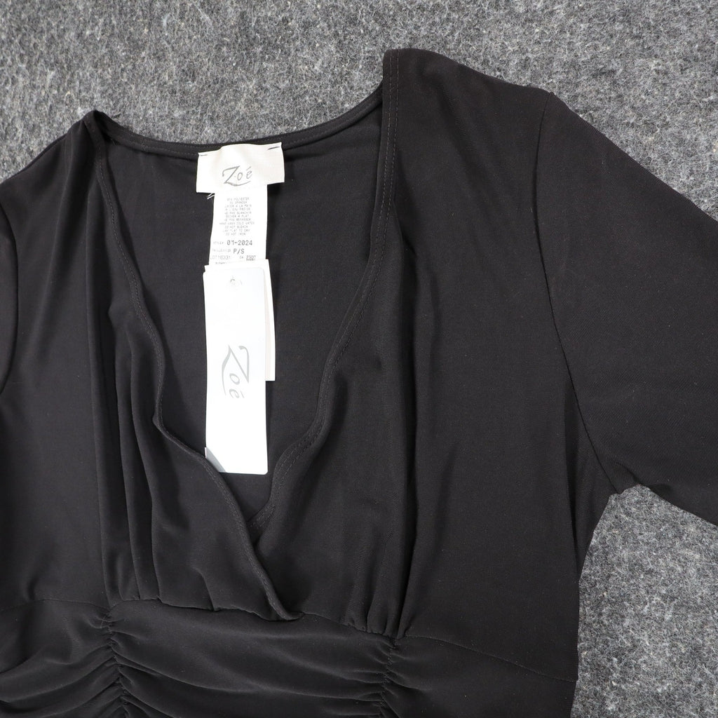 Zoe Ruched V-Neck Top Womens P/S Y2K Deadstock Gray Short Sleeve Canada C1212 - take2supply