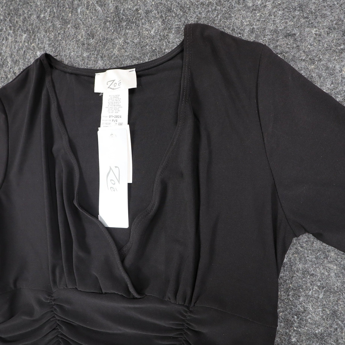 Zoe Ruched V-Neck Top Womens P/S Y2K Deadstock Gray Short Sleeve Canada C1212 - take2supply