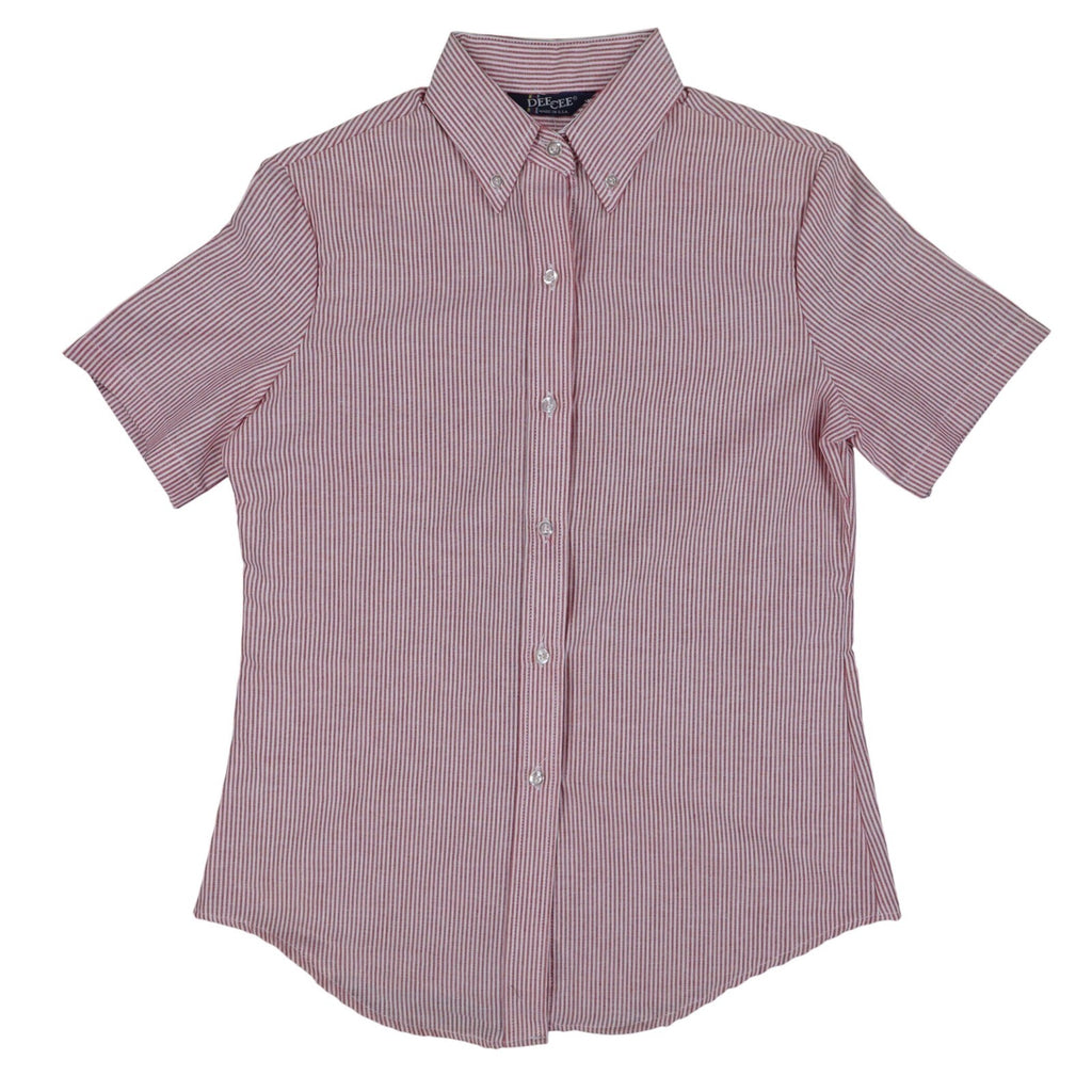 Dee Cee Striped Button Down Shirt Womens 7/8 Vintage Red White Short Sleeve USA - take2supply