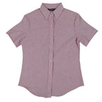 Dee Cee Striped Button Down Shirt Womens 7/8 Vintage Red White Short Sleeve USA - take2supply