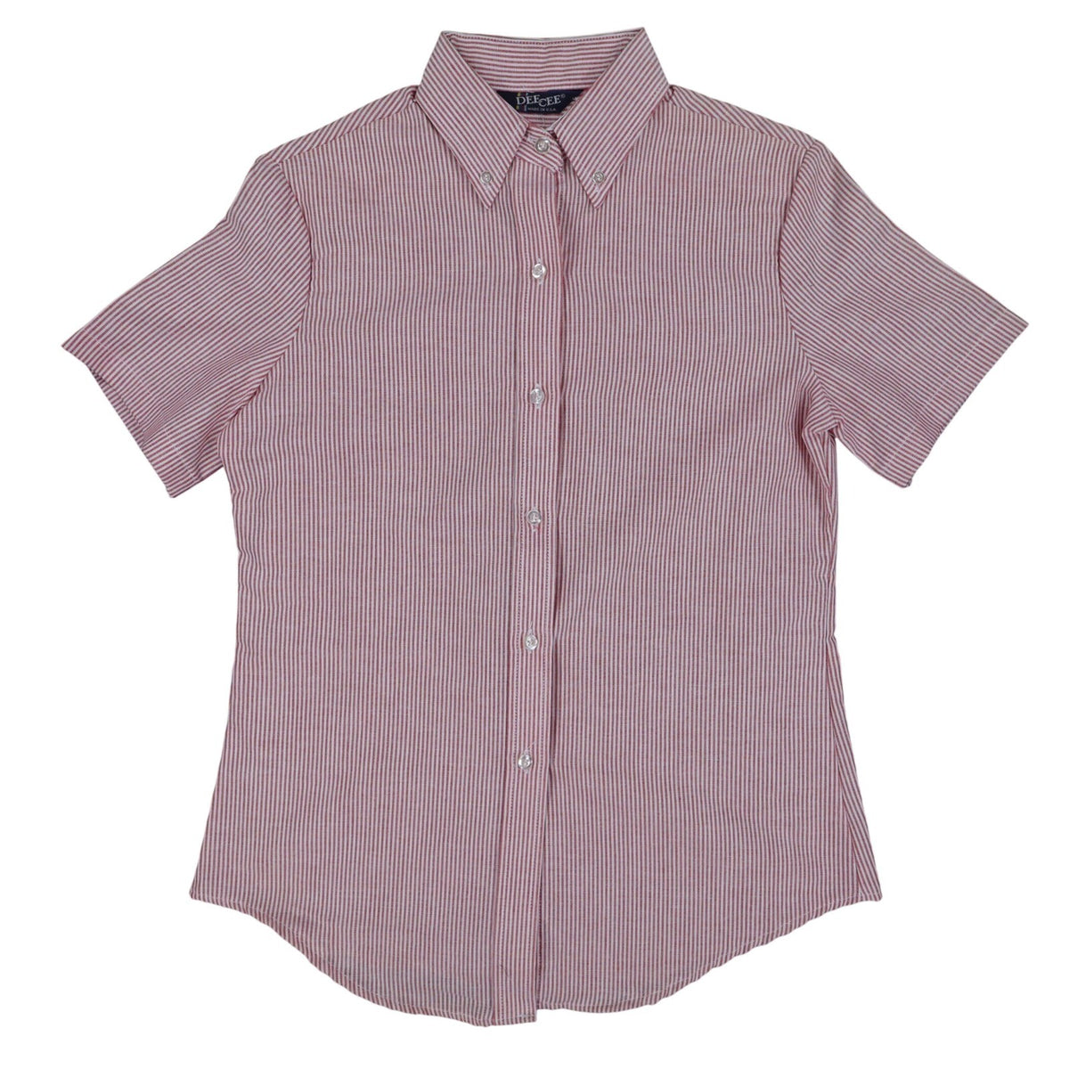 Dee Cee Striped Button Down Shirt Womens 7/8 Vintage Red White Short Sleeve USA - take2supply