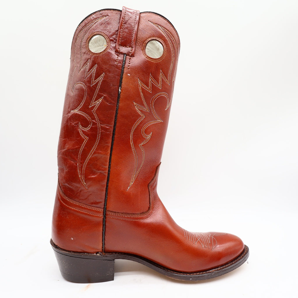 Acme Vintage Western Cowboy Boots Mens 9.5 D Cognac Leather New - take2supply