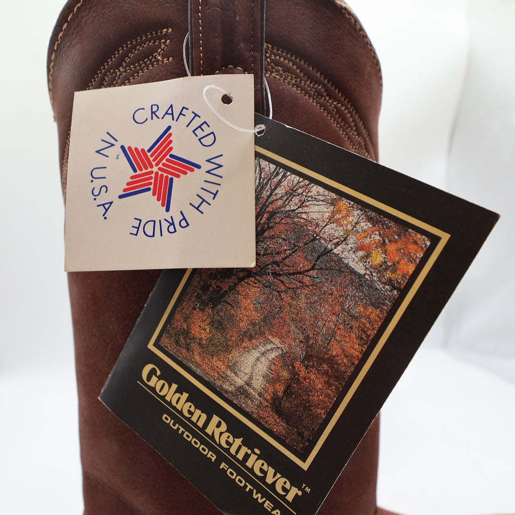 Golden Retriever Vintage Western Boots Mens 10 D Brown Leather NIB Made in USA - take2supply