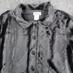 That's Me! Faux Fur Jacket Size 6 Vintage 90s Black Button Front Plush Coat - take2supply