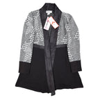 Lana Lee Cardigan Jacket Womens Medium Black White Geometric Open Front NWT - take2supply
