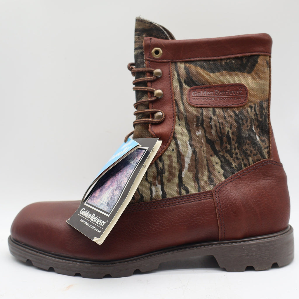 Golden Retriever Hunting Boots Mens 10.5 M Vintage USA Leather Camo Sympatex NEW - take2supply