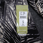 Erin London Cardigan Small Black Cream Palm Leaf Ruched Sleeve Open Front NWT - take2supply