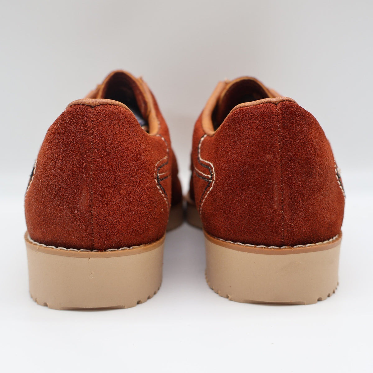 James Pepper Oxford Shoes Mens 5.5 D Vintage Rust Brown Suede Moc Toe - take2supply
