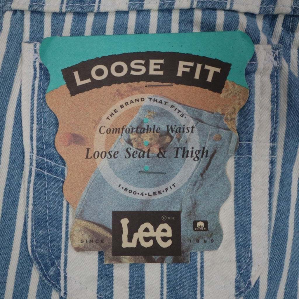 Lee Striped Denim Shorts Girls 8 Slim Vintage 90s USA Deadstock Blue White - take2supply