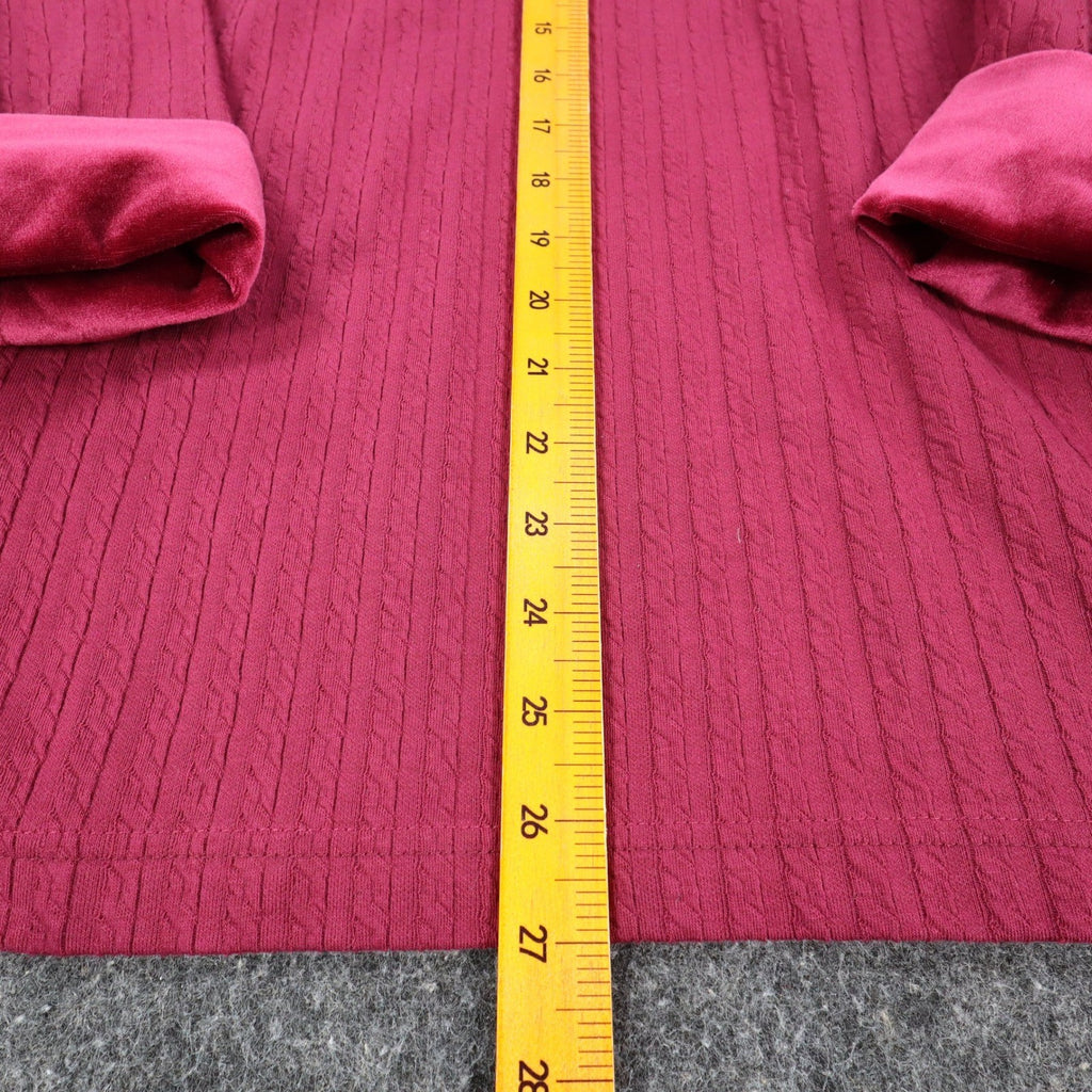 Jessica Roberts Turtleneck Top Womens Size S Vintage 90s Burgundy Cable Velvet - take2supply