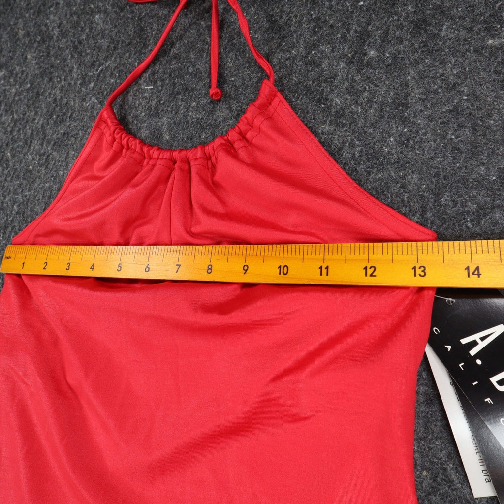 A. Byer Halter Tank Top Womens Medium Y2K Red Stretch Built-in Bra USA NWT - take2supply