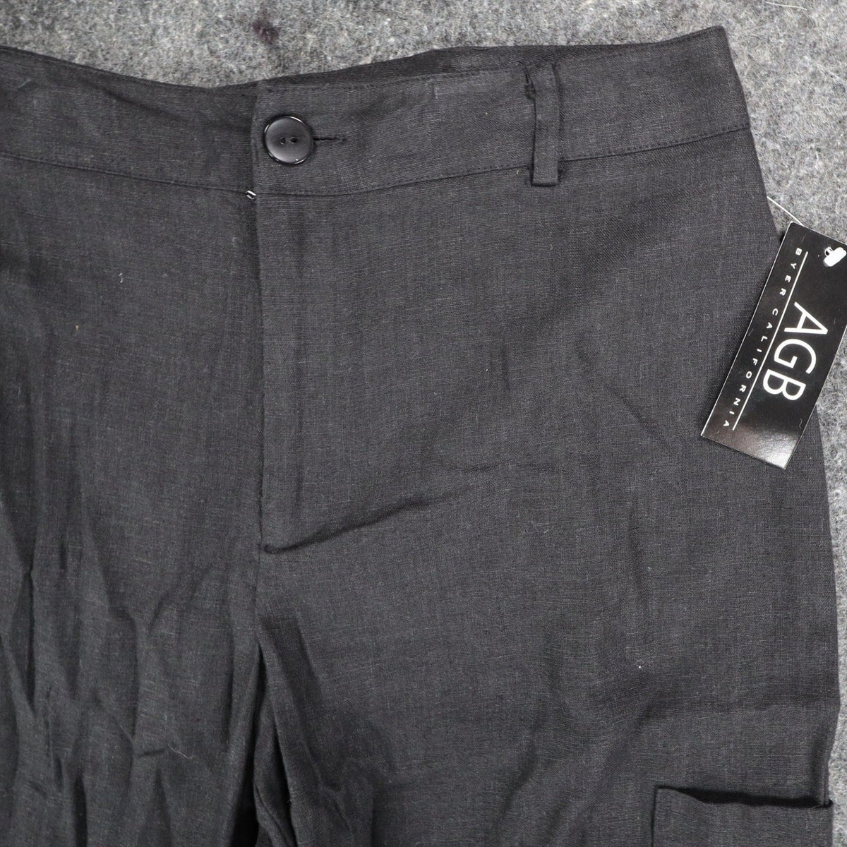 AGB Byer California Cargo Pants Womens 10 Y2K Black Linen Blend Wide Leg New - take2supply