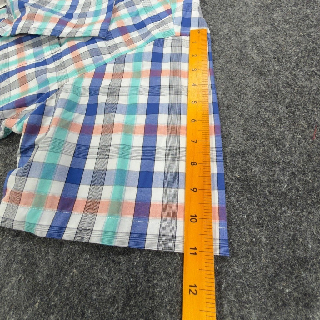 Cotton Traders Plaid Short Sleeve Button Down Men XL Royal Cotton New - take2supply