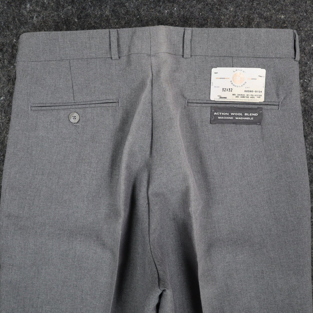 Levi's Travelers Dress Pants Mens 32x32 Vintage 80s Gray Wool Blend Pleated NWT - take2supply