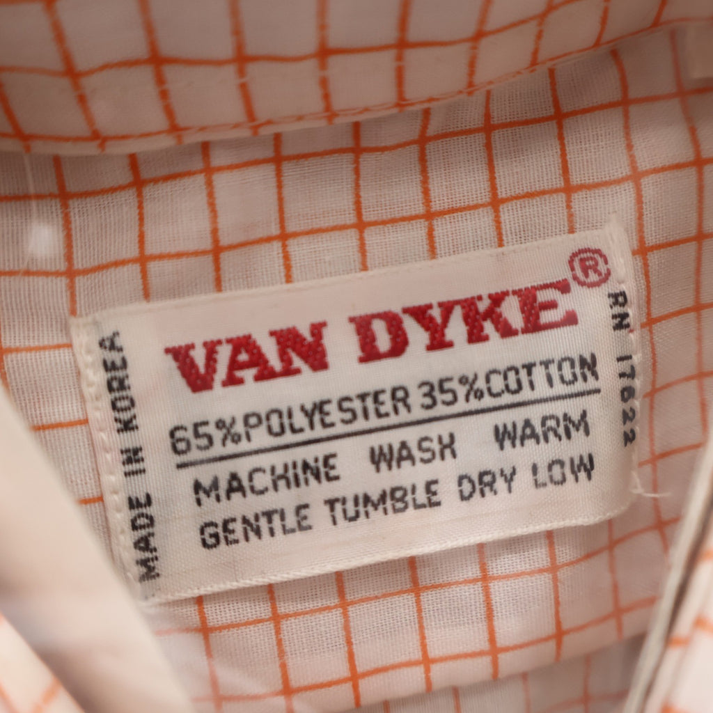 Van Dyke Grid Shirt Boys 10 Vintage Deadstock Orange White Permanent Press - take2supply