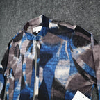 Erin London Women Medium Full Zip Jacket Blue Grey Abstract Grid Search 96455 - take2supply